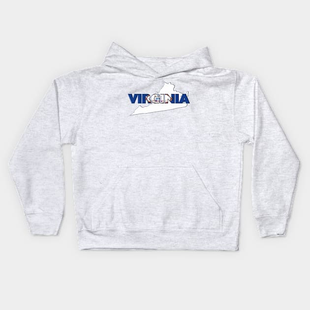 Virginia Colored State Letters Kids Hoodie by m2inspiration